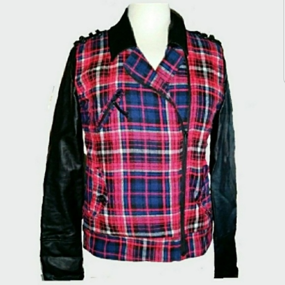 Hurley Jackets & Blazers - Hurley Plaid & Faux Leather Jacket
